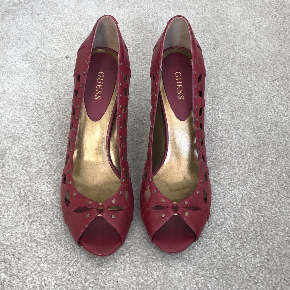 Guess Peep Toe Red High Heels